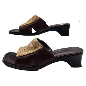 St John's Bay Slip on Sandals Women's Size 9M Black Leather Top Basket Weave